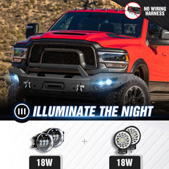 【YZONA】Steel Front Bumper Compatible with Ram 2500 3500 2019-2025, Winch Plate, Skid Plate, LED Lights, Sensor Holes, License Bracket & Reinforced D-Rings