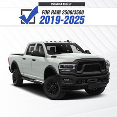 【YZONA】Steel Front Bumper Compatible with Ram 2500 3500 2019-2025, Winch Plate, Skid Plate, LED Lights, Sensor Holes, License Bracket & Reinforced D-Rings