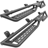 【Yzona】Carbon Steel Heavy Duty 2-Tier Drop Down Running Boards - 6in Rust-Resist Coat Step Pad, Bolt-On Black Nerf Bars Rock Sliders, Exterior Car/SUV/Vehicle Accessories for 2018-2026 Jeep Wrangler JL Unlimited 4 Door SUV, Aids Lift Kit & Roof Access, Ve