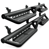 【YZONA】Double Cab Running Boards Side Steps Fits 2022-2026 Toyota Tundra, Bolt-on Heavy Duty Nerf Bar Step Bars for 2022-2026 Toyota Tundra Extended Cab, Two Stairs Design (Black Steel, Star Logo)