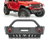 【Yzona】Heavy-Duty Replacement Front Bumper for Jeep JL 2018-2026 & JT 2020-2026, Bolt-On Carbon Steel Construction, 12000LBS Winch Plate, D-Rings, Recovery Function, Black Powder Coat Finish, Off-Road Auto Exterior Accessory
