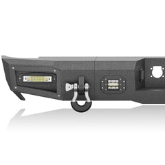 【Yzona】Full Width Rear Bumper Compatible with 2003-2005 Ram 2500 3500 with 2 x 42W and 2 x 48W LED Lights, Sensor Holes, Foot Pedal, Mesh Paintable Armor & 4.3-ton D-rings