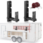 Side Mount Trailer Ladder Rack, 2PCS Foldable Heavy Duty Steel Racks with 2 straps, Exterior Wall Ladder Storage Holder for Enclosed Trailers, 350 LBS Capacity, Drilling Required
