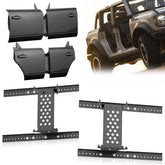 Yzona Carbon Steel Wall-Mount Door Storage System Rack Bracket - 13.9kg Capacity, Slide & Hinge Design, Powder Coat Scratch Safe, Removable Exterior Organiser, Fits 16/24", for 2021-2025 Ford Bronco 4-Door (Front & Rear, Black) Garage Tool Upgrade