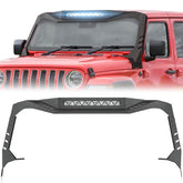 【YZONA】Windshield Frame Compatible for 2018-2026 Wrangler JL & Gladiator JT, Not for JL 4xe & JT Mojave. Built-in LED Bar & Sun Visor, Heavy-Duty Front Windscreen Rack Protector. No Drilling Install