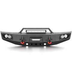 【YZONA】Steel Front Bumper Compatible with 1994-2001 Dodge Ram 1500, 1994-2002 Dodge Ram 2500 3500 5 LED Lights, Winch Plate, License Bracket, Sensor Holes & Heavy Recovery D-Rings Black