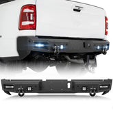 【YZONA】Steel Rear Bumper Compatible with Ram 2500 2019-2024, LED & License Plate Lights, License Bracket Holes, Sensor Mounting Holes,Recovery D-Rings