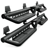 【Yzona】Crew Cab Running Boards Side Steps - Heavy Duty Carbon Steel Dual Layer Nerf Bars, Bolt-On Step Rails with 2 Stairs, Star Logo Black, Compatible with 2019-2026 Dodge Ram 1500 New Body Design, Enhance Traction & Easy Access to Roof