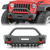 【YZONA】Front Bumper Compatible with Jeep Wrangler JK 2007-2018 2/4 Door Winch, 12000LBS Winch Plate, Heavy Duty D-Rings, Carbon Steel Construction, Black Powder Coat Finish, Off-Road