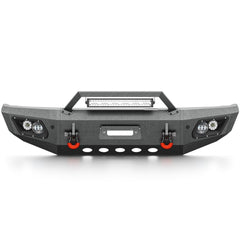 【YZONA】Steel Front Bumper Compatible with Toyota Tundra 2000-2006, Heavy Duty Bumper with Winch Plate, 5 LED Lights, Sensor Holes, License Plate Mount, D-Rings