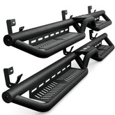【Yzona】Quad Cab Running Board Side Step Compatible for 2009-2018 Dodge Ram 1500 (Included 2019-2024 1500 Classic), 2010-2026 Ram 2500 3500 Double/Extended Cab, Two Stair Rail Nerf Bar Star Logo, 2 Side Bars, 6-Inch Drop-Down Step Pads, Carbon Steel