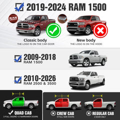 YZONA Running Boards Compatible with 2009-2018 RAM 1500 Extended Cab | Fit 2019-2024 1500 Classic | 6.5" Heavy Duty Stainless Steel Side Steps, Bolt-on Direct Fit, Non-Slip Surface