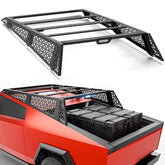 Bed Rack Roll Bar, Compatible with 2024–2025 Tesla Cybertruck Roof Rack Front+Middle Sections, Heavy Duty Cargo Rack with MOLLE Panels, Bolt-On, Powder Coated Black