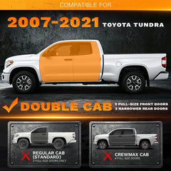 【Yzona】Bolt-On Install Double Cab Running Boards Side Steps (10 Side Bars) for 2007-2021 Toyota Tundra Extended Cab-2 Half-Size Rear Door, 6-Inch Drop-Down Step Pads, Black Steel Star Logo Carbon Steel Lift Kit Fit