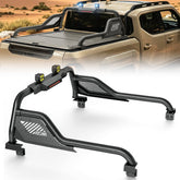 【Yzona】Adjustable Metal Sport Roll Bar Rear Rack with LED Lights - 55-Lb Capacity, 56x56.5x17in, Automotive Pickup Truck Accessory for Toyota Tacoma/Tundra, Jeep Gladiator JT, Ridgeline Truck Bed Supplies