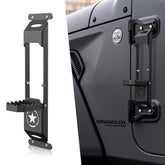 【YZONA】Foldable Hinge Step Foot Pedal Door Aid for 2007-2026 Jeep Wrangler JK JL JKU JLU & Gladiator JT 2/4 Doors, Steel Construction, Rust-Resist Coat, Frosted Spray Painting, Built-In Bottle Opener, Bolt-On Design, Roof Access (1/2 PCS)