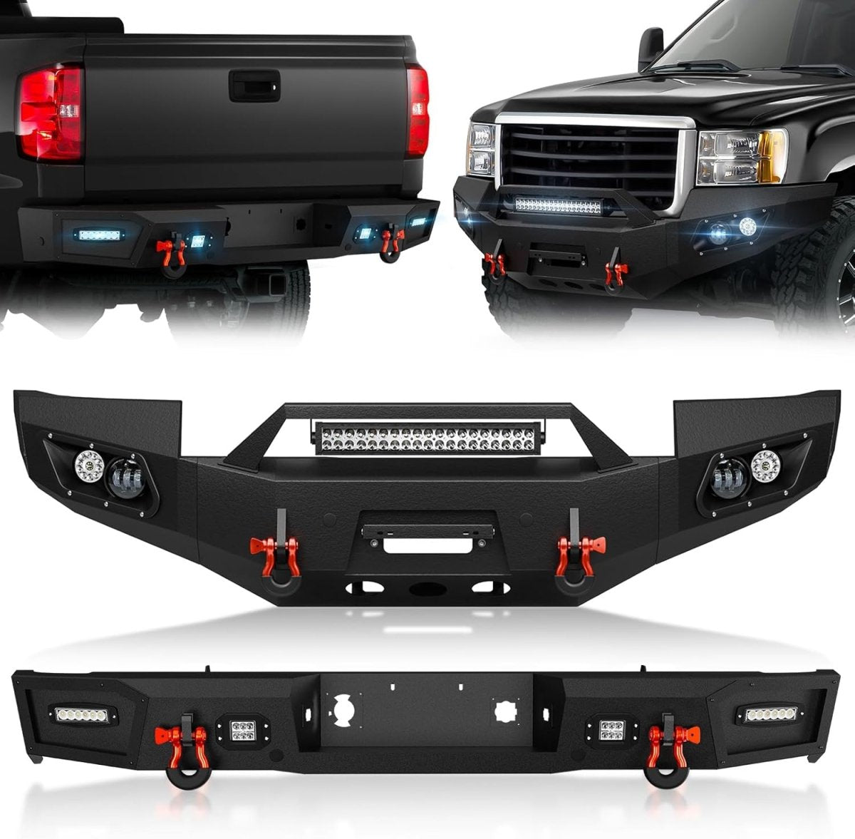 Heavy Duty Rear & Front Truck Winch Aftermarket Bumpers for 2011-2014 GMC Sierra 2500 3500 HD| Yzona