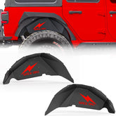 Yzona Rear Inner Fender Liner Protectors - Powder Coat Carbon Steel Automotive Car Accessories (2 PCS, 10.8kg, Bolt-On, Durable, Effective Protection) for 2018-2026 Jeep Gladiator JT & Wrangler JL JLU 2/4 Doors (Assembly Required, Detailed Instructions)