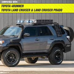 【YZONA】Roof Rack Hard Top Cargo Basket with Ladder & 4 LED Lights Compatible with Toyota 4Runner / Land Cruiser & Prado 4 Doors Hardtop, Rooftop Rack Carrier Luggage Storage Holder