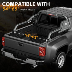 Yzona Adjustable Sport Roll Bar for Trucks, Carbon Steel with Built-in Cargo Basket & Brake Light, 54”-65” Fit, 660lbs Capacity, Compatible with Tacoma, Tundra, Frontier, Ridgeline, Titan, Gladiator JT, Colorado, Canyon & Universal Truck Beds