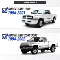 【YZONA】Steel Front Bumper Compatible with 1994-2001 Dodge Ram 1500, 1994-2002 Dodge Ram 2500 3500 5 LED Lights, Winch Plate, License Bracket, Sensor Holes & Heavy Recovery D-Rings Black