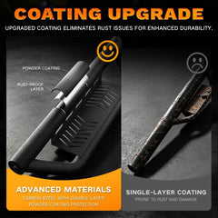 【Yzona】Crew Cab Running Boards Side Steps - Heavy Duty Carbon Steel Dual Layer Nerf Bars, Bolt-On Step Rails with 2 Stairs, Star Logo Black, Compatible with 2019-2026 Dodge Ram 1500 New Body Design, Enhance Traction & Easy Access to Roof