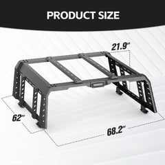 【YZONA】21.9" High Overland Bed Racks Compatible with F150 Full Size Bed (Included Bed Rails), LED Lights, 1000 LBS Load Capacity, Truck Rear Ladder Rack Back Cross Bars Truck Cargo Carrier