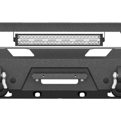 Steel Front Bumper Crash Guard Replacement for Ford F150-F450 1992-1997 Vehicle, Black with Integrated Winch Plate, 120W Spotlight, License Plate Frame, Sensor Mounting Holes, D-Rings, Car Accessories