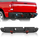 YZONA Aftermarket Rear Bumper - 45 lbs Carbon Steel Skid Plate, 18W LED Lights, License Plate Lights, Excellent Craftsmanship Bolt-On Automotive Exterior Accessory - Fits 2009-2018 Dodge Ram 1500, 2019-2024 Ram 1500 Classic Trucks