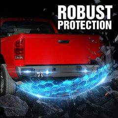 【YZONA】Steel Rear Bumper Compatible with Ram 1500 2500 3500 2002-2009, LED & License Plate Lights, License Frame Holes, Paintable Armor, Durable Offroad D-Rings