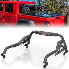 Yzona Adjustable Sport Roll Bar for Trucks, Carbon Steel with Built-in Cargo Basket & Brake Light, 54”-65” Fit, 660lbs Capacity, Compatible with Tacoma, Tundra, Frontier, Ridgeline, Titan, Gladiator JT, Colorado, Canyon & Universal Truck Beds