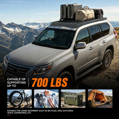 YZONA Full-Size Platform Roof Rack Cargo Basket, 700 lbs Cap., Compatible with 2010-2023 GX406, Overland Outdoors Rooftop Luggage Storage Holder, Roof Racks