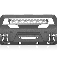YZONA Full Width Front Bumper Compatible with F250-F450 2005-2007, 4x18W LED Light Bar, Winch Plate, Sensor Holes, 4.3t Load Rated Heavy D-Rings