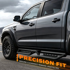 【Yzona】Quad Cab Running Board Side Step Compatible for 2009-2018 Dodge Ram 1500 (Included 2019-2024 1500 Classic), 2010-2026 Ram 2500 3500 Double/Extended Cab, Two Stair Rail Nerf Bar Star Logo, 2 Side Bars, 6-Inch Drop-Down Step Pads, Carbon Steel