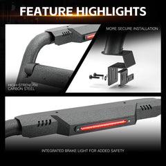 Yzona Adjustable Sport Roll Bar for Trucks, Carbon Steel with Built-in Cargo Basket & Brake Light, 54”-65” Fit, 660lbs Capacity, Compatible with Tacoma, Tundra, Frontier, Ridgeline, Titan, Gladiator JT, Colorado, Canyon & Universal Truck Beds