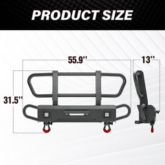 【Yzona】Carbon Steel Front Bumper with Grille Guard, Corrosion Resistance for 2018-2025 Gladiator JT, Automotive Car Accessories, Bolt-On Off-Road Auto Parts, Winch Plate, 2pcs 18W High-Brightness LED Lights, 2pcs 3/4"-D-Rings