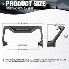 【YZONA】Windshield Frame Compatible for 2018-2026 Wrangler JL & Gladiator JT, Not for JL 4xe & JT Mojave. Built-in LED Bar & Sun Visor, Heavy-Duty Front Windscreen Rack Protector. No Drilling Install