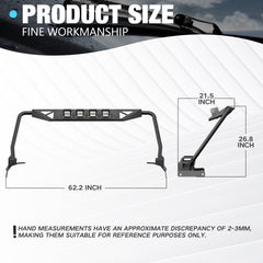 【YZONA】Windshield Frame Compatible for 2018-2026 Wrangler JL & Gladiator JT Not for JL 4xe & JT Mojave. Built-in LED Light & Sun Visor, Heavy-Duty Front Windscreen Rack Protector. No Drilling Install