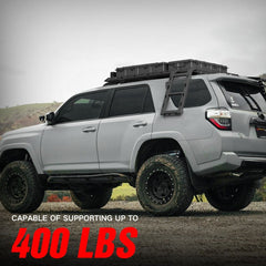 【YZONA】Roof Rack Hard Top Cargo Basket with Ladder & 4 LED Lights Compatible with Toyota 4Runner / Land Cruiser & Prado 4 Doors Hardtop, Rooftop Rack Carrier Luggage Storage Holder