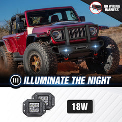 【Yzona】Carbon Steel Front Bumper with Grille Guard, Corrosion Resistance for 2018-2025 Gladiator JT, Automotive Car Accessories, Bolt-On Off-Road Auto Parts, Winch Plate, 2pcs 18W High-Brightness LED Lights, 2pcs 3/4"-D-Rings
