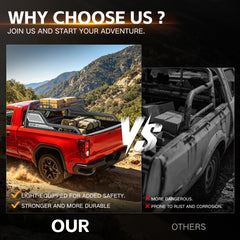 Yzona Adjustable Sport Roll Bar for Trucks, Carbon Steel with Built-in Cargo Basket & Brake Light, 56”-64” Fit, 660lbs Capacity, Compatible with Tacoma, Tundra, Frontier, Ridgeline, Titan, Gladiator JT, Colorado, Canyon & Universal Truck Beds