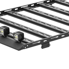 【YZONA】Roof Rack Hard Top Cargo Basket with Ladder & 4 LED Lights Compatible with Toyota 4Runner / Land Cruiser & Prado 4 Doors Hardtop, Rooftop Rack Carrier Luggage Storage Holder