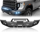 for Sierra 2500 3500 Front Bumper Compatible with 2020 2021 2022 2023 GMC Sierra 2500 3500 HD Pickup Truck Bumper with Winch Plate, 5 x LED Lights, License Plate Bracket, Sensor Holes & D-rings