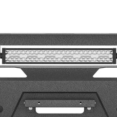 Steel Front Bumper Crash Guard Replacement for Ford F150-F450 1992-1997 Vehicle, Black with Integrated Winch Plate, 120W Spotlight, License Plate Frame, Sensor Mounting Holes, D-Rings, Car Accessories