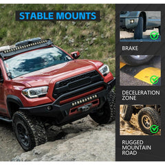 Yzona Carbon Steel Off-Road LED Light Bases Kit - 2PCS CNC-Cut Rustproof Hood Hinge Mounts, Scratch-Resistant, Easy-Install, Waterproof for Toyota Tacoma 2016-2023 Car Exterior Upgrade (No Additional Hardware Included)