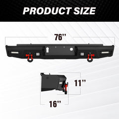 Heavy Duty Rear Truck Bumpers for 2014-2018 Chevy Silverado 1500 & GMC Sierra 1500 | Yzona