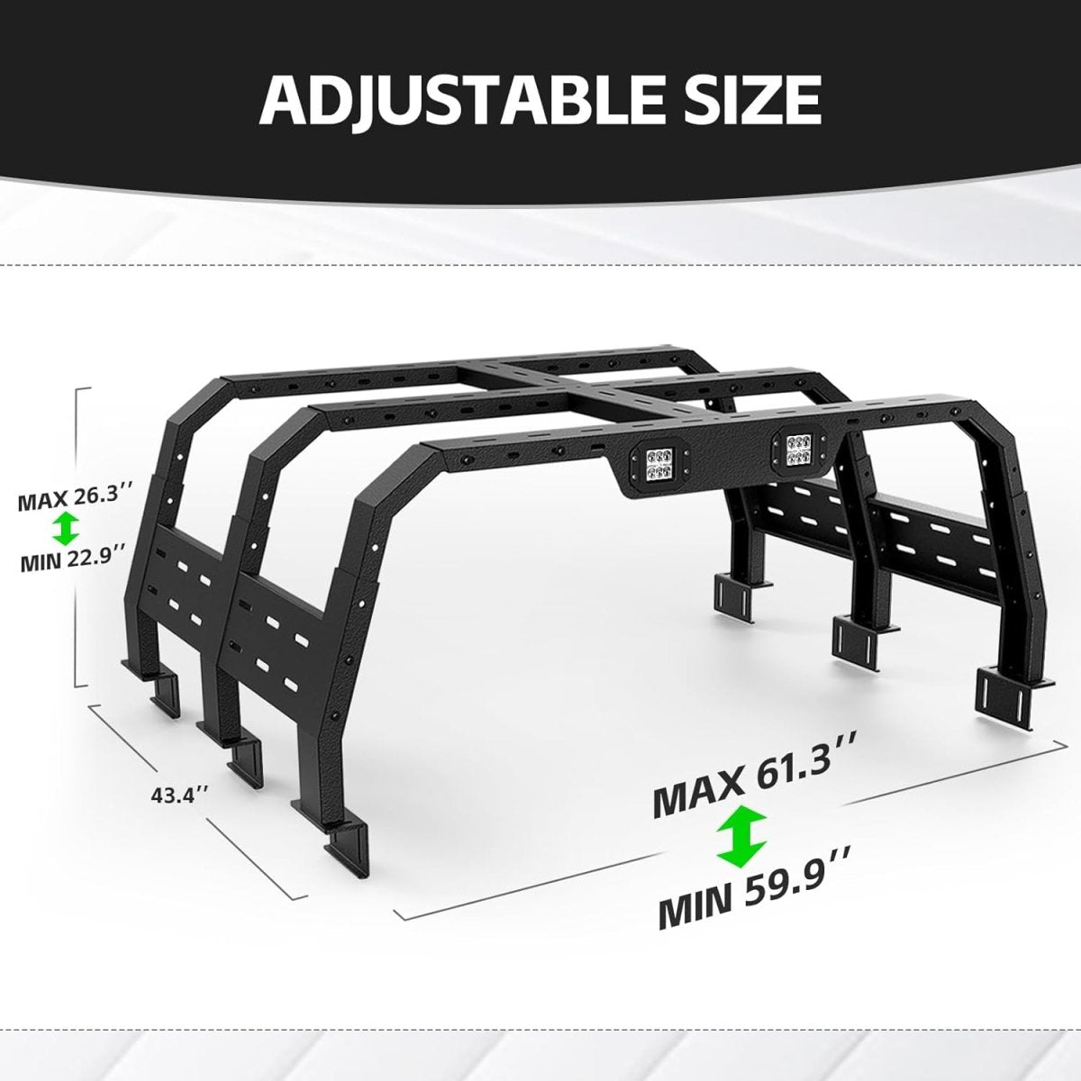 23" High Overland Pickup Roof Rack for Trucks for 2005-2023 Toyota Tacoma | Yzona