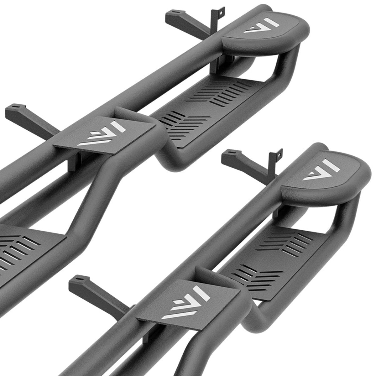 Two Raised Steps Quad Cab Nerf Bar Running Boards Compatible for 2002-2008 Dodge Ram 1500 | 2003-2009 Ram 2500 3500 | Yzona
