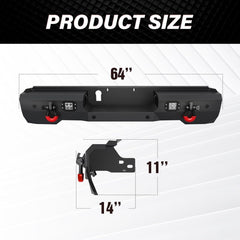 New Truck Rear Bumpers Compatible with 2022-2024 Toyota Tundra with LED Lights | Yzona