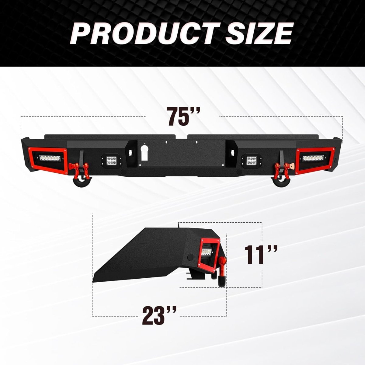 Truck Steel Rear Bumpers Compatible with 2014-2021 Toyota Tundra with Paintable Armor | Yzona
